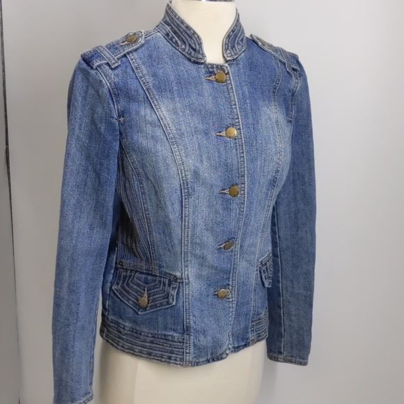 Baccini military style blue denim jacket-sz PM